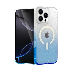 HarmonyAura Apple iPhone 16 Pro Pummel Shiny Magsafe Kapak - Mavi