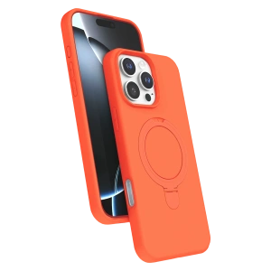 HarmonyAura Apple iPhone 16 Pro Regal Magsafe Standlı Kapak - Turuncu