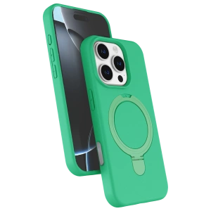 HarmonyAura Apple iPhone 16 Pro Regal Magsafe Standlı Kapak - Yeşil