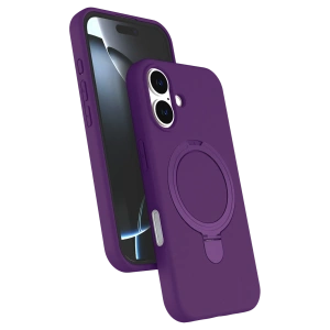 HarmonyAura Apple iPhone 16 Regal Magsafe Standlı Kapak - Derin Mor