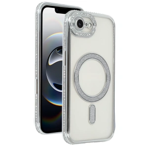 HarmonyAura Apple iPhone 16E Joke Simli Magneticsafe Kılıf - Gümüş