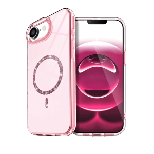 HarmonyAura Apple iPhone 16E Live Diamond Magsafe Kapak - Pembe