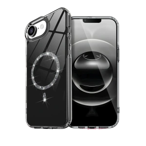 HarmonyAura Apple iPhone 16E Live Diamond Magsafe Kapak - Siyah