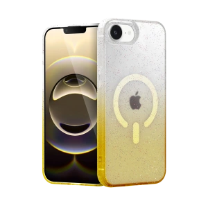 HarmonyAura Apple iPhone 16E Pummel Shiny Magsafe Kapak - Gold