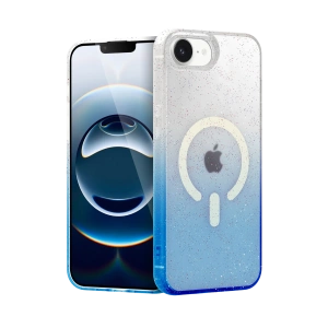 HarmonyAura Apple iPhone 16E Pummel Shiny Magsafe Kapak - Mavi