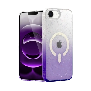 HarmonyAura Apple iPhone 16E Pummel Shiny Magsafe Kapak - Mor