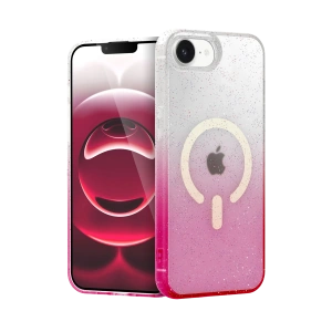 HarmonyAura Apple iPhone 16E Pummel Shiny Magsafe Kapak - Pembe