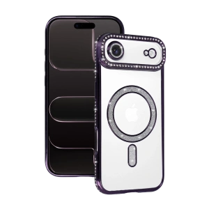 HarmonyAura Apple iPhone 17 Air Joke Simli Magneticsafe Kılıf - Derin Mor