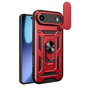 HarmonyAura Apple iPhone 17 Air Pars Lens Yüzüklü Silikon - Kırmızı