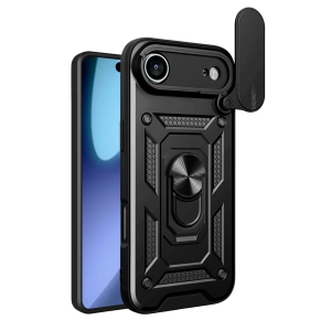 HarmonyAura Apple iPhone 17 Air Pars Lens Yüzüklü Silikon - Siyah