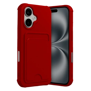 HarmonyAura Apple iPhone 17 Kelvin Kartvizitli Silikon - Kırmızı