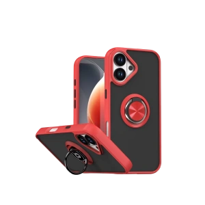 HarmonyAura Apple iPhone 17 Montreal Yüzüklü Silikon Kapak - Kırmızı