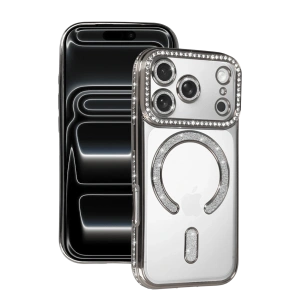 HarmonyAura Apple iPhone 17 Pro Joke Simli Magneticsafe Kılıf - Gümüş