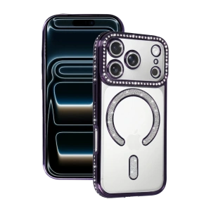 HarmonyAura Apple iPhone 17 Pro Max Joke Simli Magneticsafe Kılıf - Derin Mor