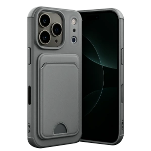 HarmonyAura Apple iPhone 17 Pro Max Kelvin Kartvizitli Silikon - Gri