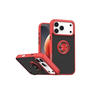 HarmonyAura Apple iPhone 17 Pro Max Montreal Yüzüklü Silikon Kapak - Kırmızı