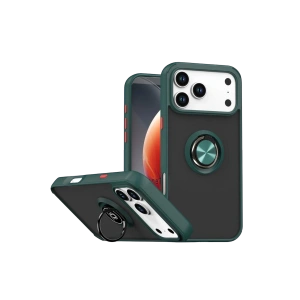 HarmonyAura Apple iPhone 17 Pro Max Montreal Yüzüklü Silikon Kapak - Yeşil