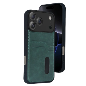 HarmonyAura Apple iPhone 17 Pro Max Sara Kartvizitli Deri Kılıf - Yeşil