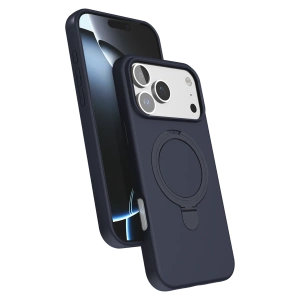 HarmonyAura Apple iPhone 17 Pro Regal Magsafe Standlı Kapak - Lacivert