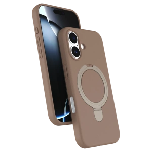 HarmonyAura Apple iPhone 17 Regal Magsafe Standlı Kapak - Çöl Titanyum