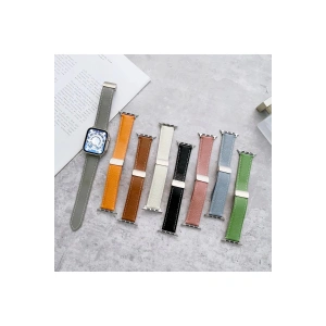 HarmonyAura  Apple Watch 42mm Kr414 Daks Deri Kordon - Siyah