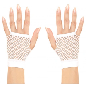 HarmonyAura Beyaz Renk Kısa Boy Fileli Örgü Eldiven