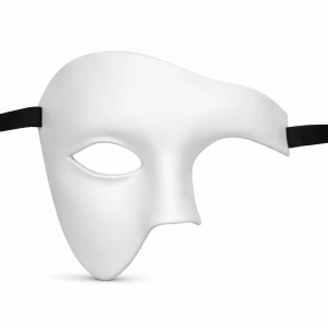 HarmonyAura Beyaz Yarım Erkek Maske – Phantom Parti & Balo Maskesi