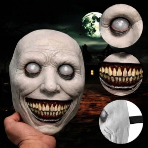 HarmonyAura Dehşet Gülüşlü Donuk Göz Efektli Korku Maskesi 22x18 cm