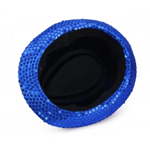 HarmonyAura Disko Star Mavi Payetli Fötr Şapka Yetişkin Boy