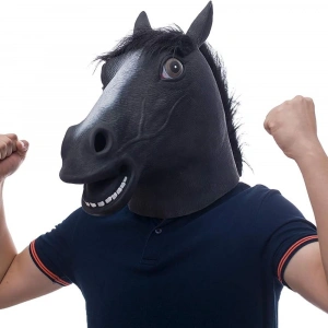 HarmonyAura Gerçekçi At Kafası Maskesi Siyah Renk