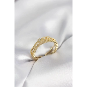 HarmonyAura Gold Renk Minimal Yıldızlı Model Kadın Yüzük