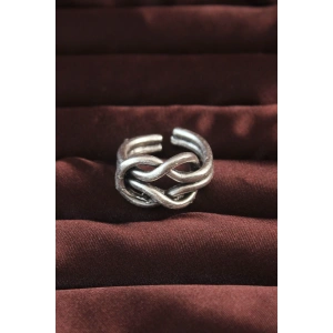 HarmonyAura Gümüş Renk Düğüm Model Ayarlamalı Erkek Yüzük