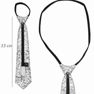 HarmonyAura Gümüş Renk Pul Payetli Işıltılı Parti Kravatı 33 cm