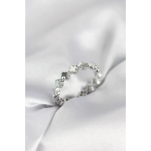 HarmonyAura Gümüş Renk Sedefli Yonca Model Kadın Yüzük