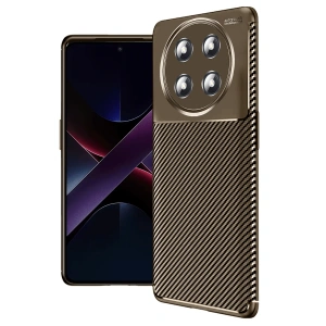 HarmonyAura Honor Magic 7 Lite Kılıf Auto Focus Karbon Kapak - Kahverengi