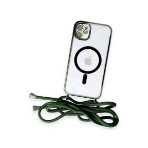 HarmonyAura  Iphone 11 Kılıf Divo Lazer Askılı Magsafe Kapak - Koyu Yeşil