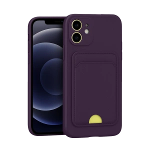 HarmonyAura iPhone 11 Kılıf Kelvin Kartvizitli Silikon - Derin Mor