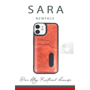 HarmonyAura  Iphone 11 Kılıf Sara Kartvizitli Deri Kılıf - Kırmızı