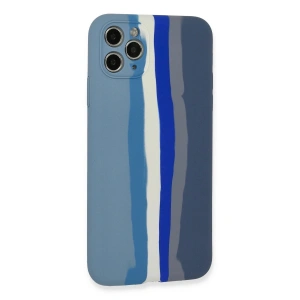 HarmonyAura  Iphone 11 Pro Kılıf Ebruli Lansman Silikon - Mavi-gri