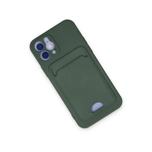 HarmonyAura  Iphone 12 Kılıf Kelvin Kartvizitli Silikon - Koyu Yeşil