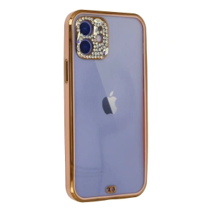 HarmonyAura  Iphone 12 Kılıf Liva Taşlı Silikon - Pembe