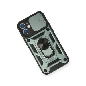 HarmonyAura  Iphone 12 Mini Kılıf Pars Lens Yüzüklü Silikon - Yeşil