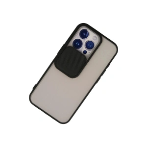 HarmonyAura  Iphone 13 Pro Kılıf Palm Buzlu Kamera Sürgülü Silikon - Siyah