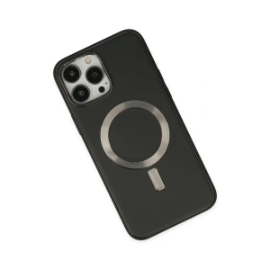 HarmonyAura  Iphone 13 Pro Max Kılıf Coco Deri Magneticsafe Silikon - Siyah