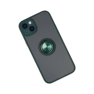 HarmonyAura  Iphone 14 Kılıf Montreal Yüzüklü Silikon Kapak - Yeşil