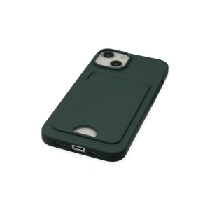 HarmonyAura  Iphone 14 Plus Kılıf Kelvin Kartvizitli Silikon - Koyu Yeşil