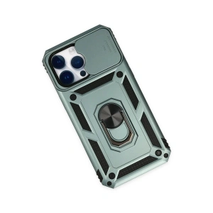 HarmonyAura  Iphone 14 Pro Max Kılıf Pars Lens Yüzüklü Silikon - Yeşil