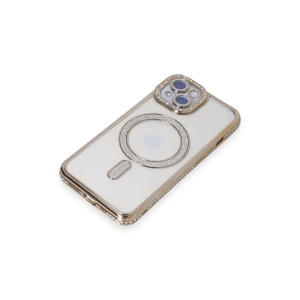 HarmonyAura  Iphone 15 Kılıf Joke Simli Magneticsafe Kılıf - Gold