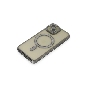 HarmonyAura  Iphone 15 Kılıf Joke Simli Magneticsafe Kılıf - Gri