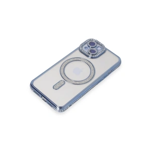 HarmonyAura  Iphone 15 Kılıf Joke Simli Magneticsafe Kılıf - Mavi